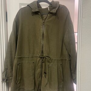 Free people olive green jacket . Size medium. Oversized